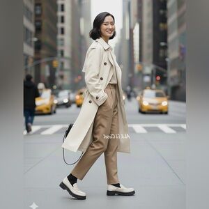 Quince Italian Cow Leather Lug Sole Loafers Bone Ivory Platform Shoes US 8 NIB